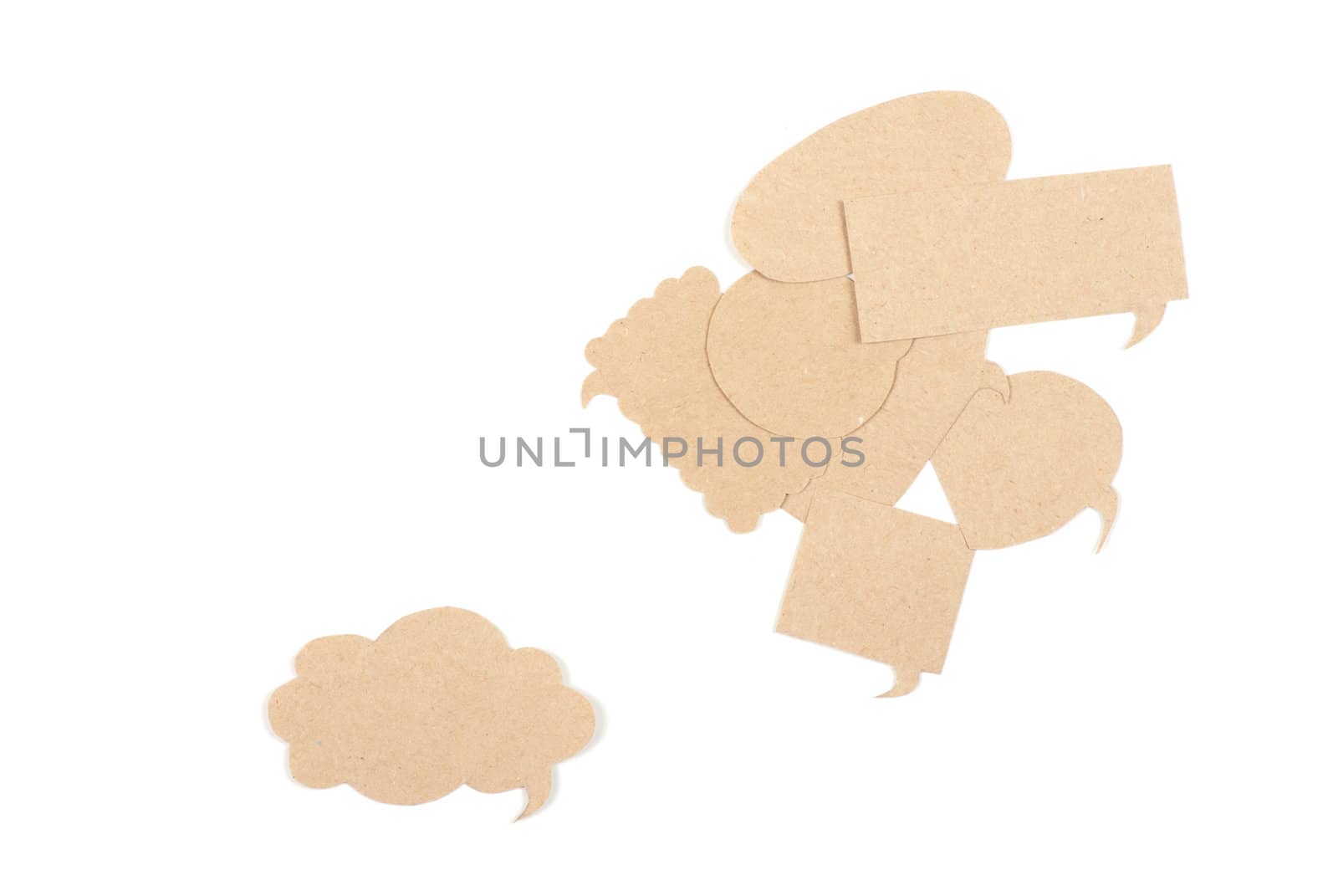 the thought of old paper isolated on white