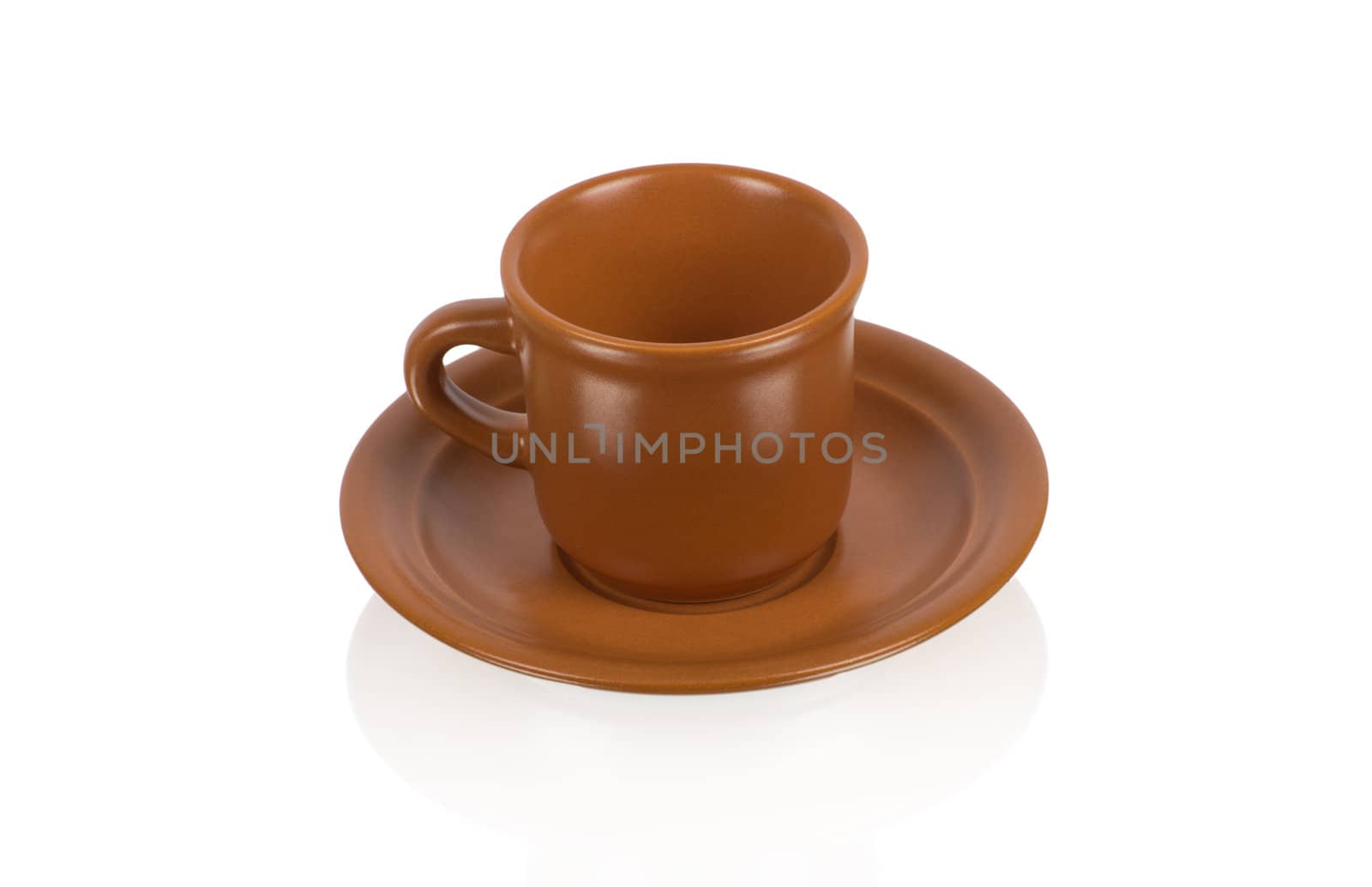 Brown cup on the white background