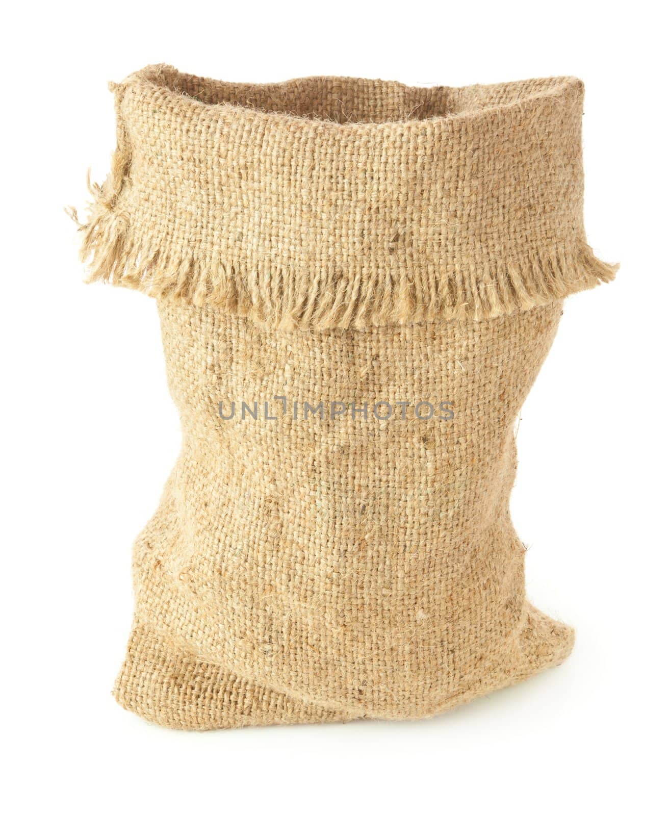 Open bag from a sacking on a white background.