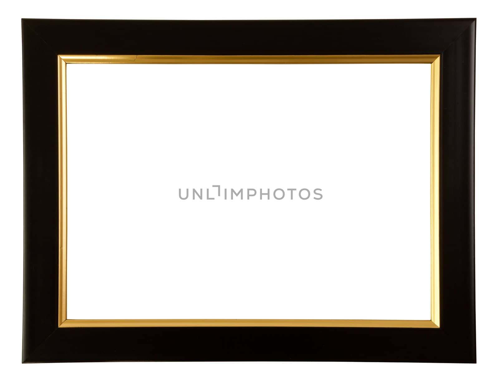 Gold and black color frame on white background