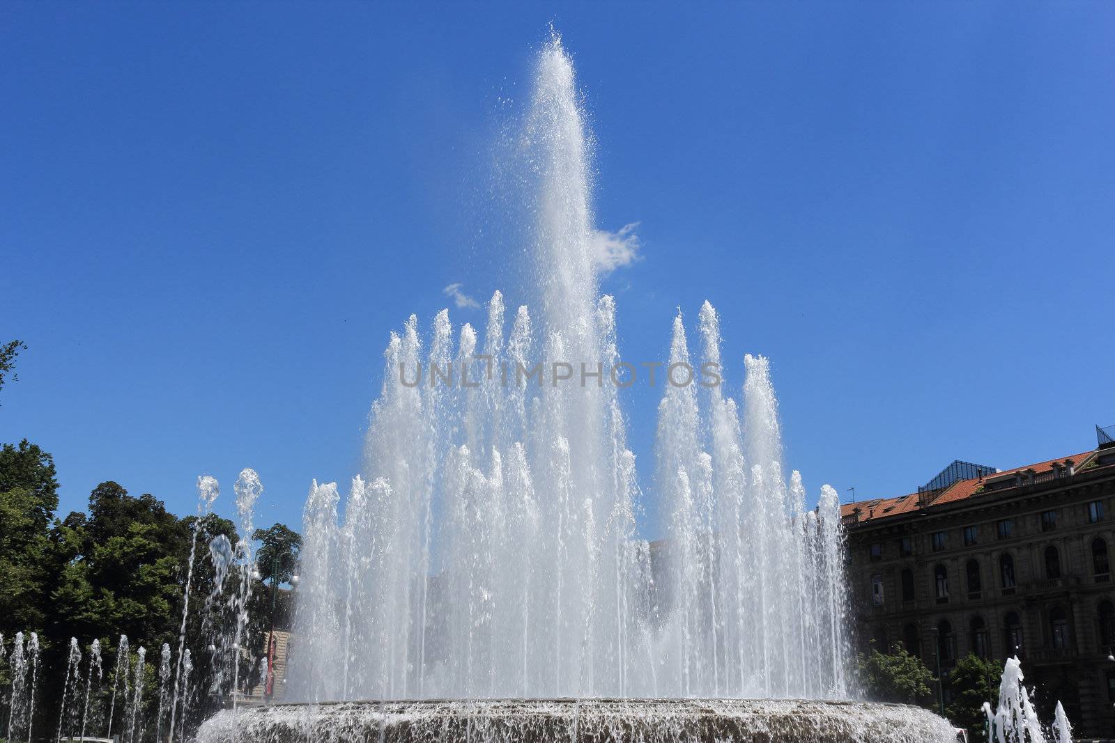 Fountain about castle Sfortsa in the Italian city of Milan