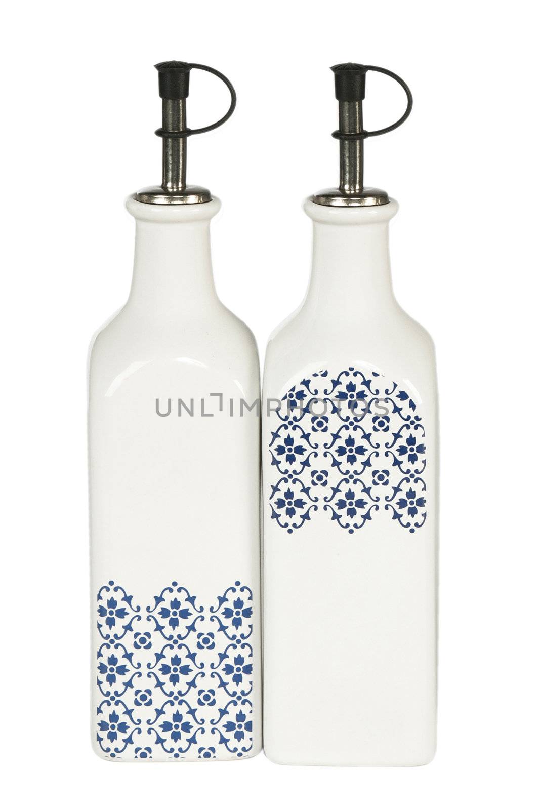 Oil and vinegar bottle isolated on white background