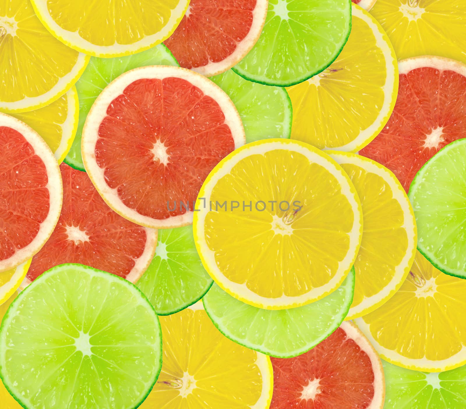 Abstract background of citrus slices. Closeup. Studio photography.