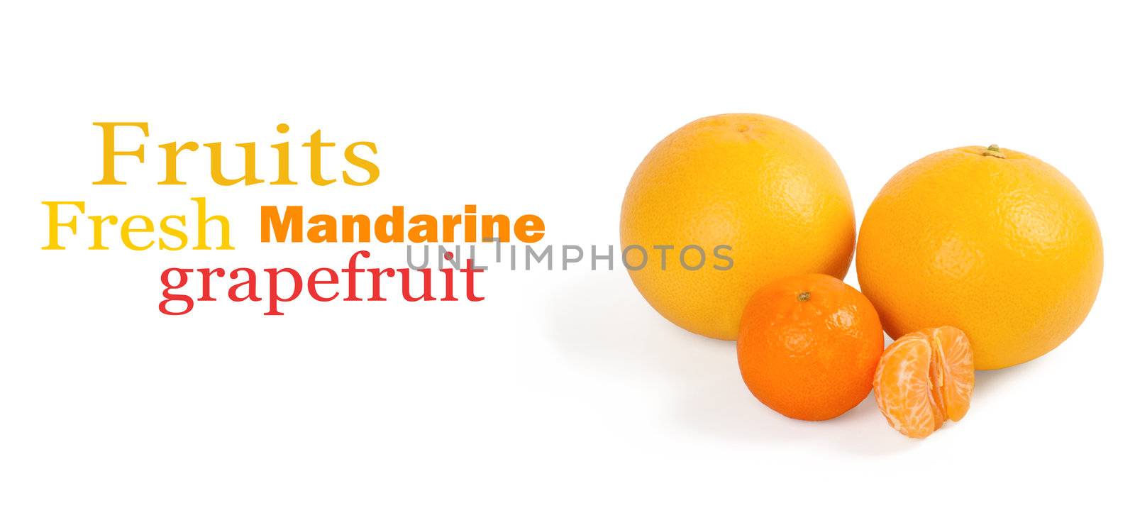 Fresh citrus fruit on a white background