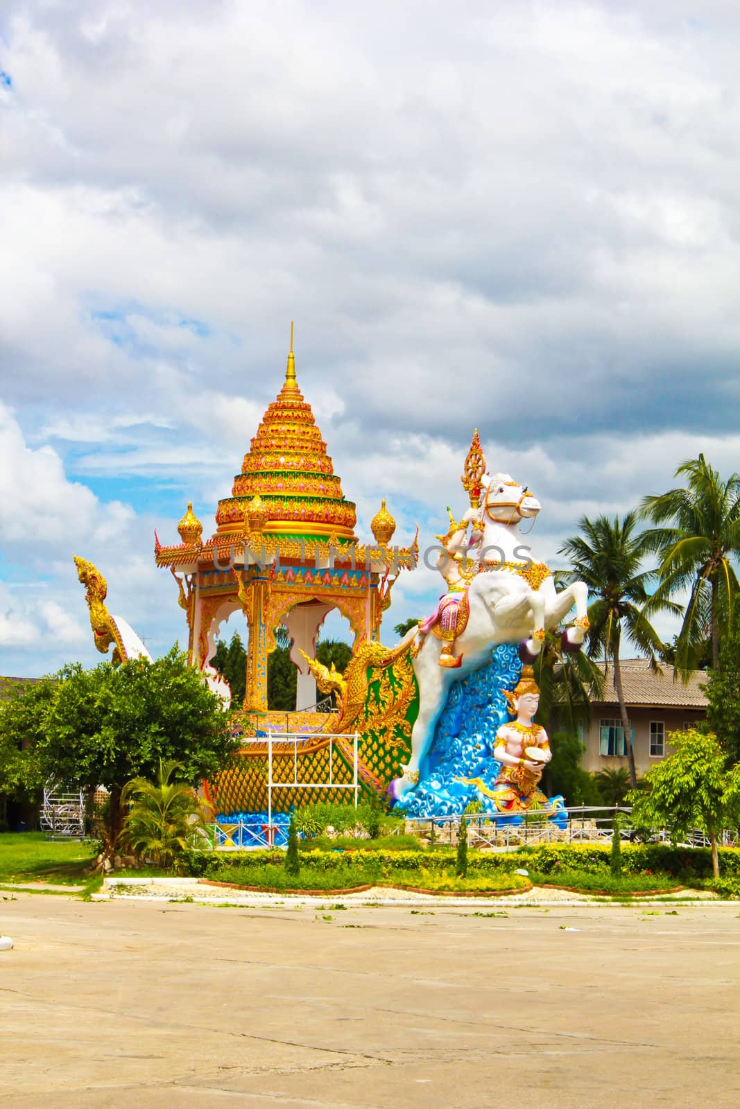 White horse crematory in Thailand