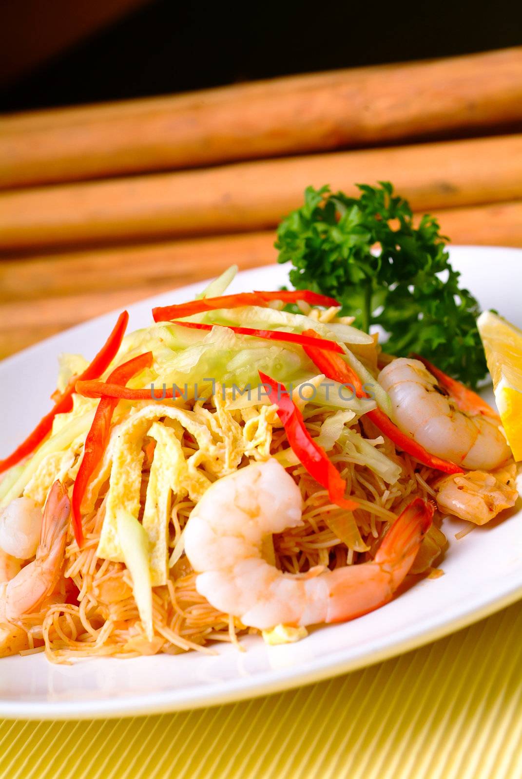 fried rice noodles with Seafood asia food