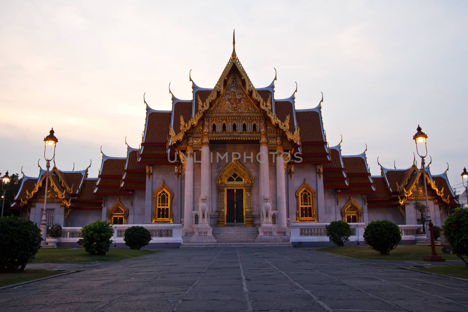 Beautiful marble temple in Thailand