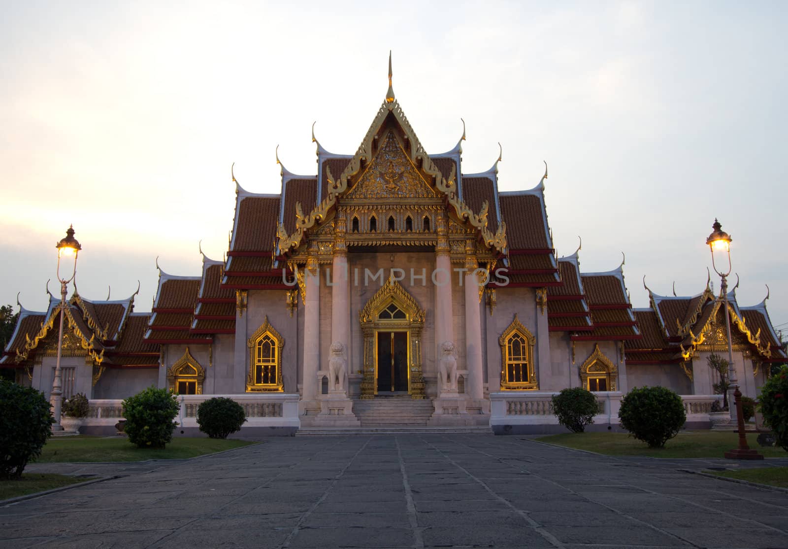 Beautiful marble temple in Thailand