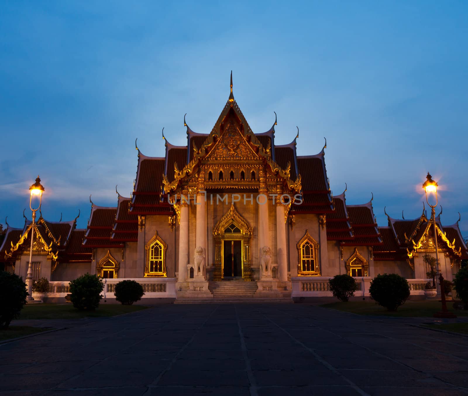 Beautiful marble temple in Thailand.
