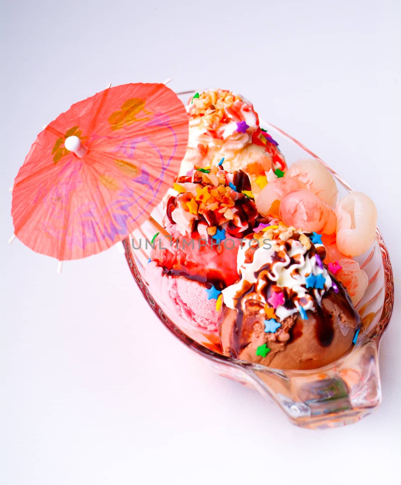 Ice cream with dressing close up shoot