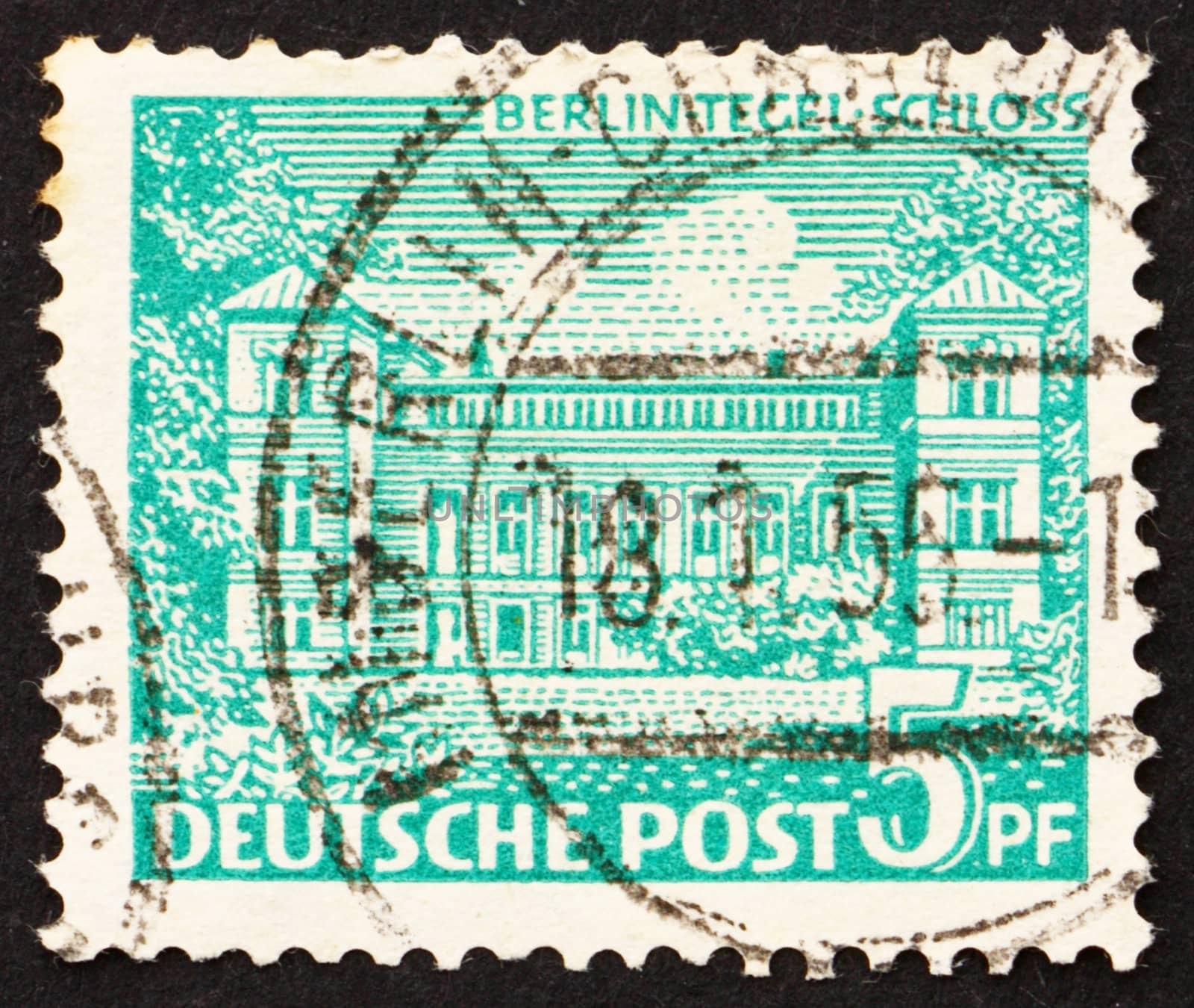 GERMANY - CIRCA 1949: a stamp printed in the Germany, Berlin shows Tegel Castle, Berlin, circa 1949