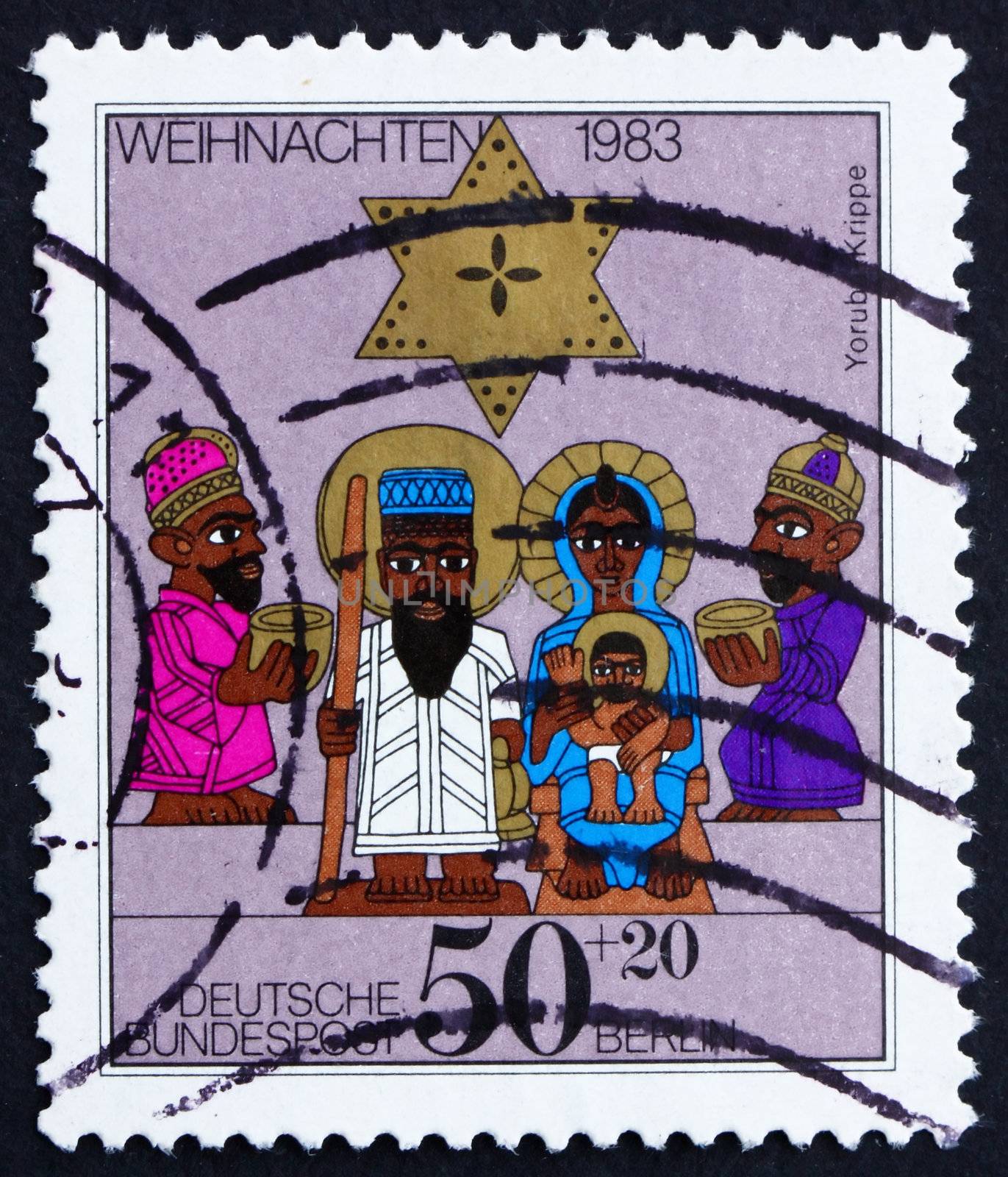 GERMANY - CIRCA 1983: a stamp printed in the Germany, Berlin shows Nativity, Christmas, circa 1983