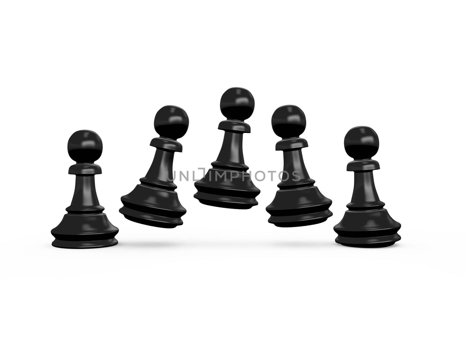 Black pawn moving forward on white isolated background, frame by frame.