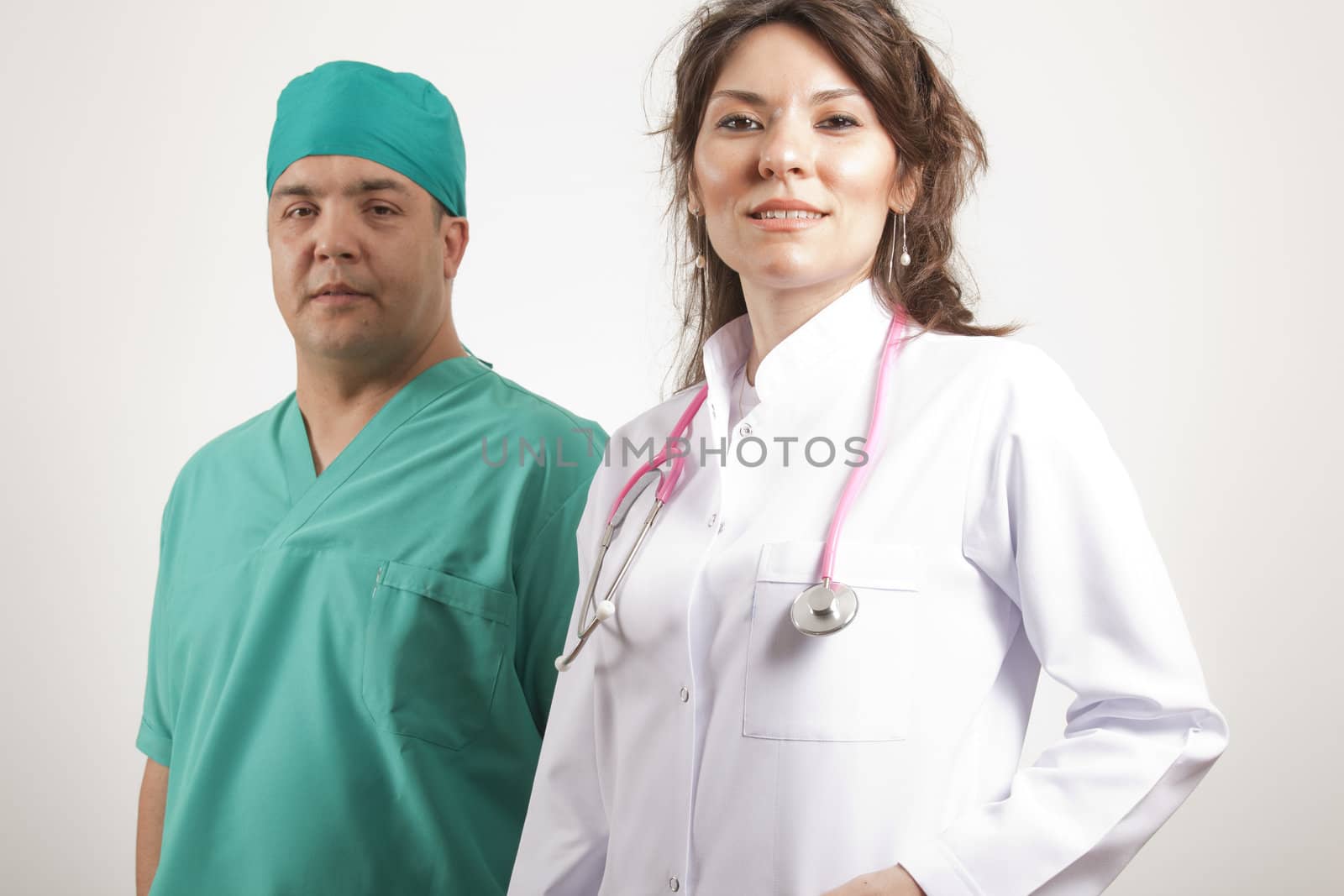 Medical doctors group. Isolated on white background.