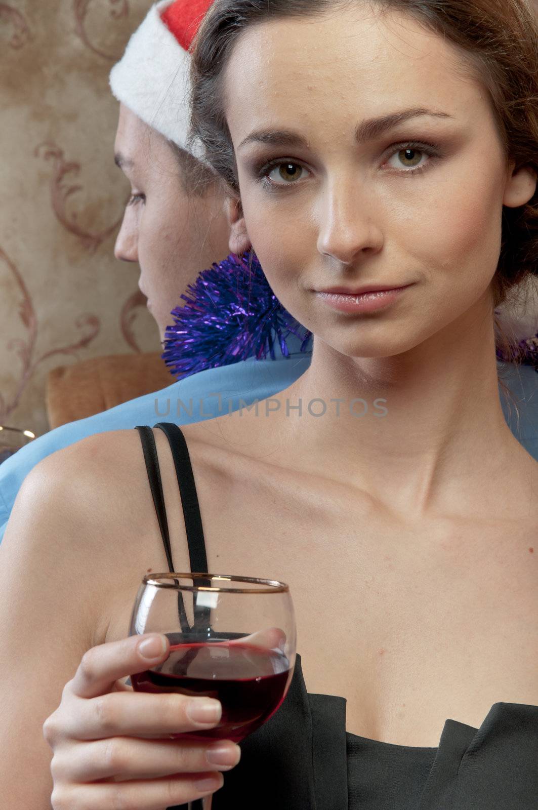 A pair of young and beautiful people are going through a fight on Christmas Eve