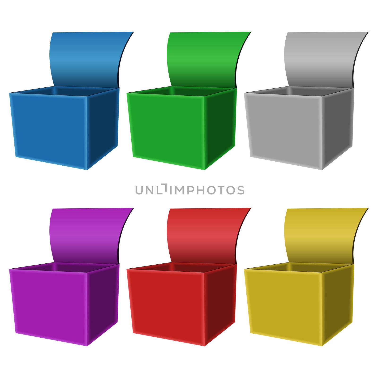 open boxes against white background, abstract vector art illustration