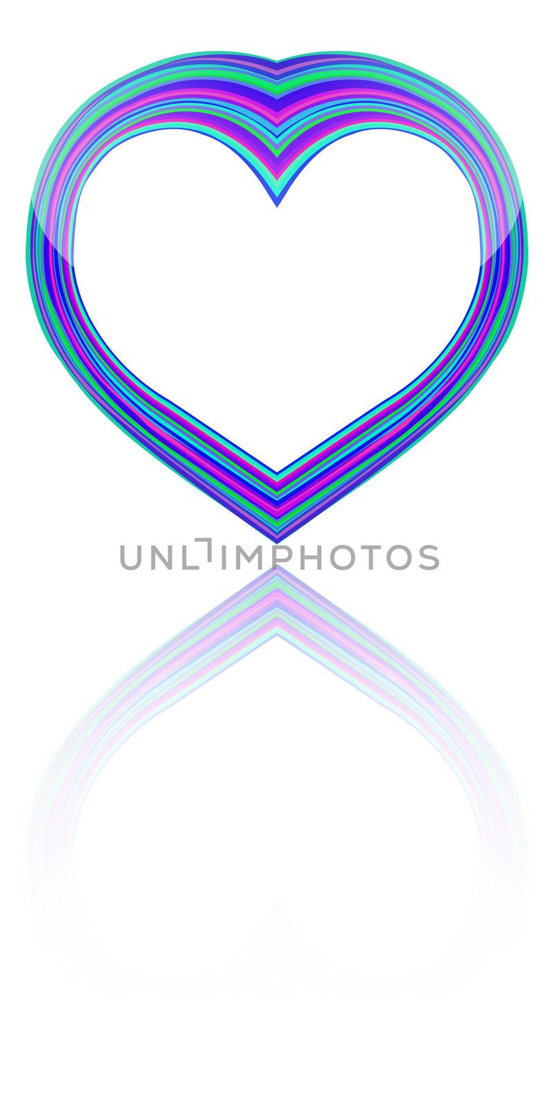 heart reflected against white background, abstract vector art illustration; image contains transparency