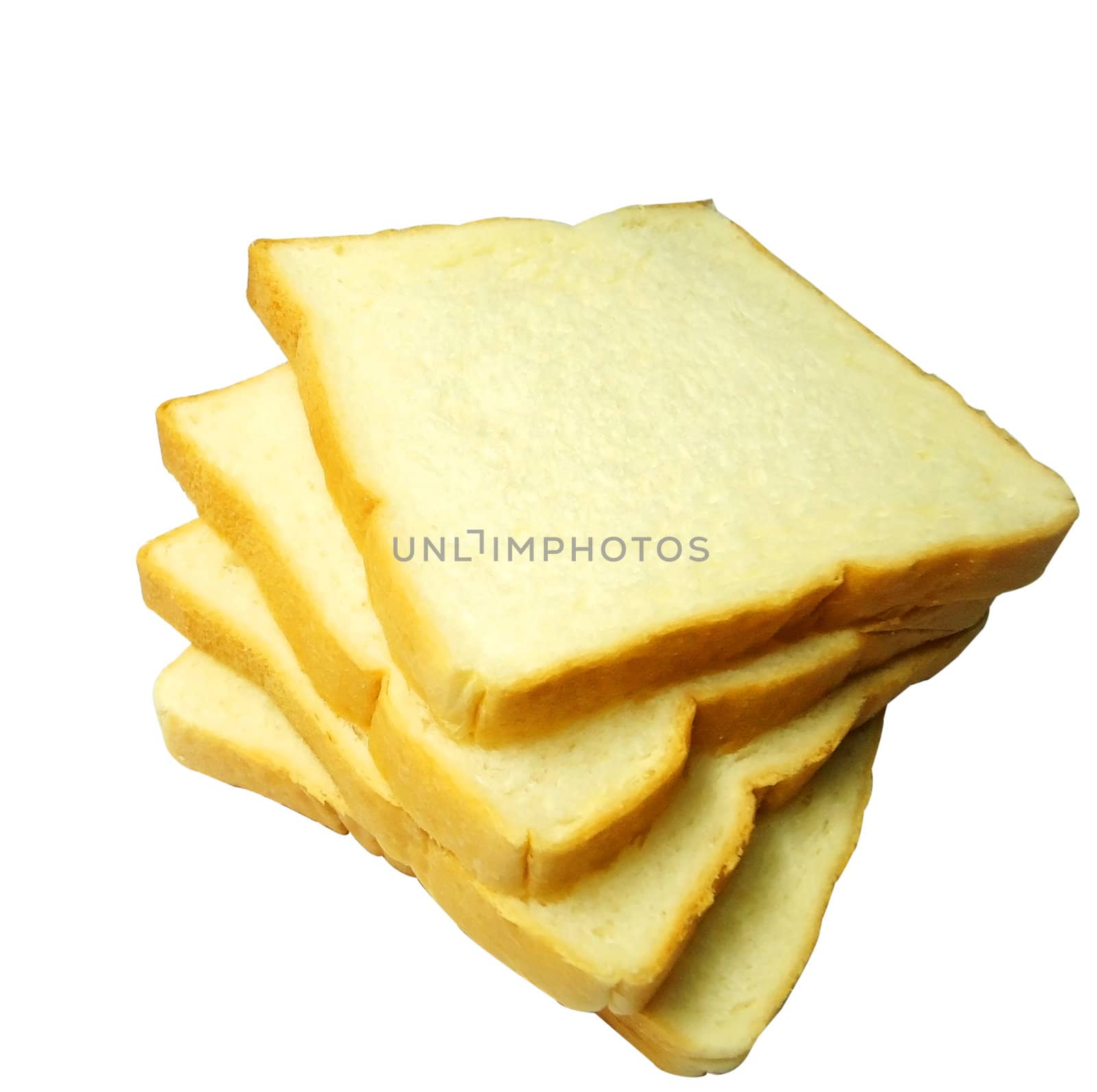 Slice of bread and bread in white background                             