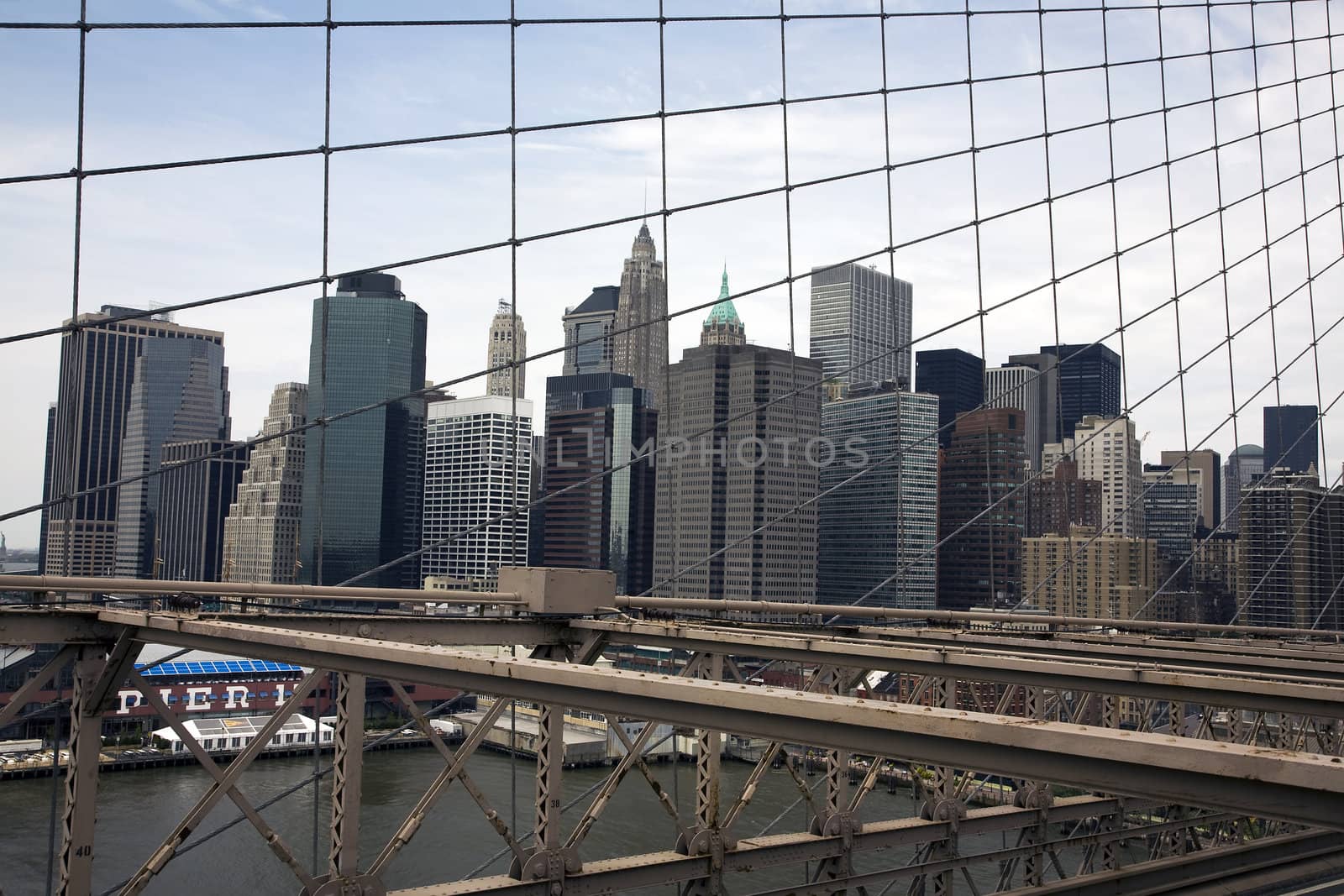View from Brooklyn Bridge on Manhattan.