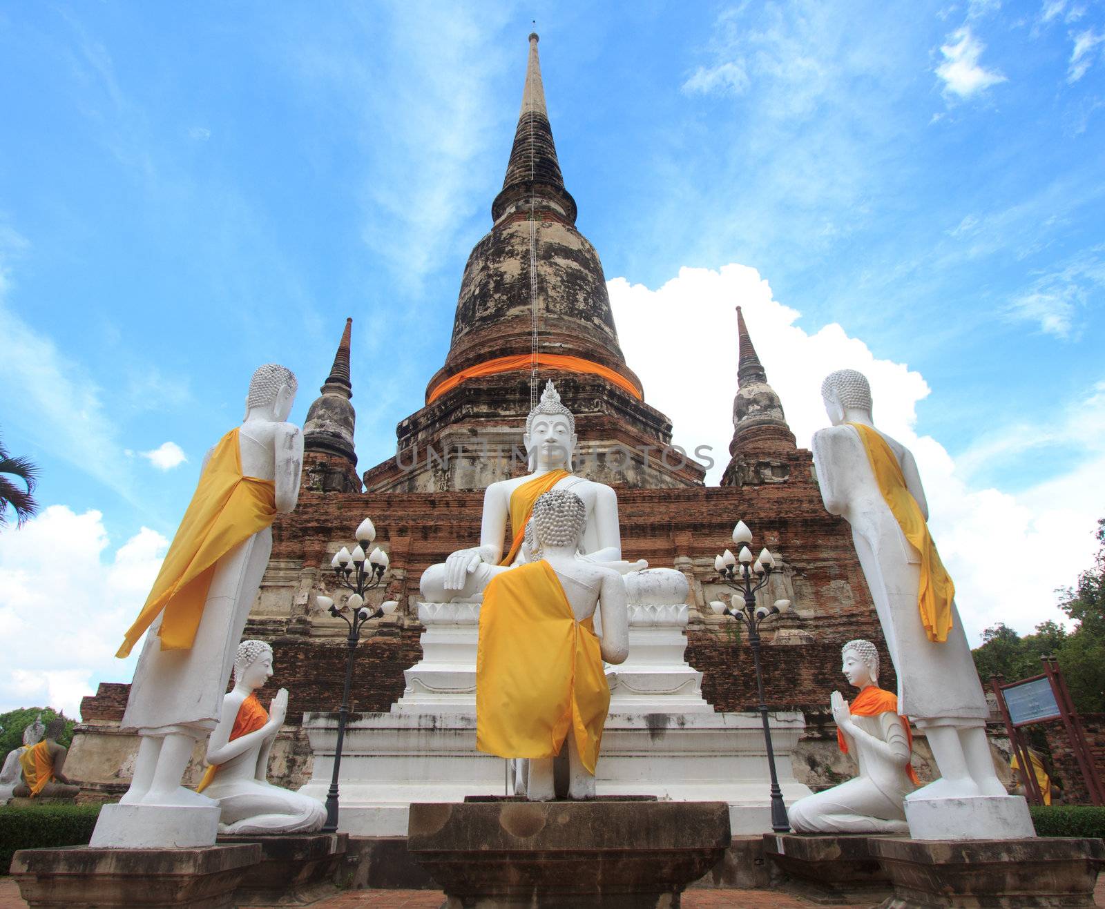 The Buddha status of wat yaichaimongkon at ayuttaya province, Thailand.