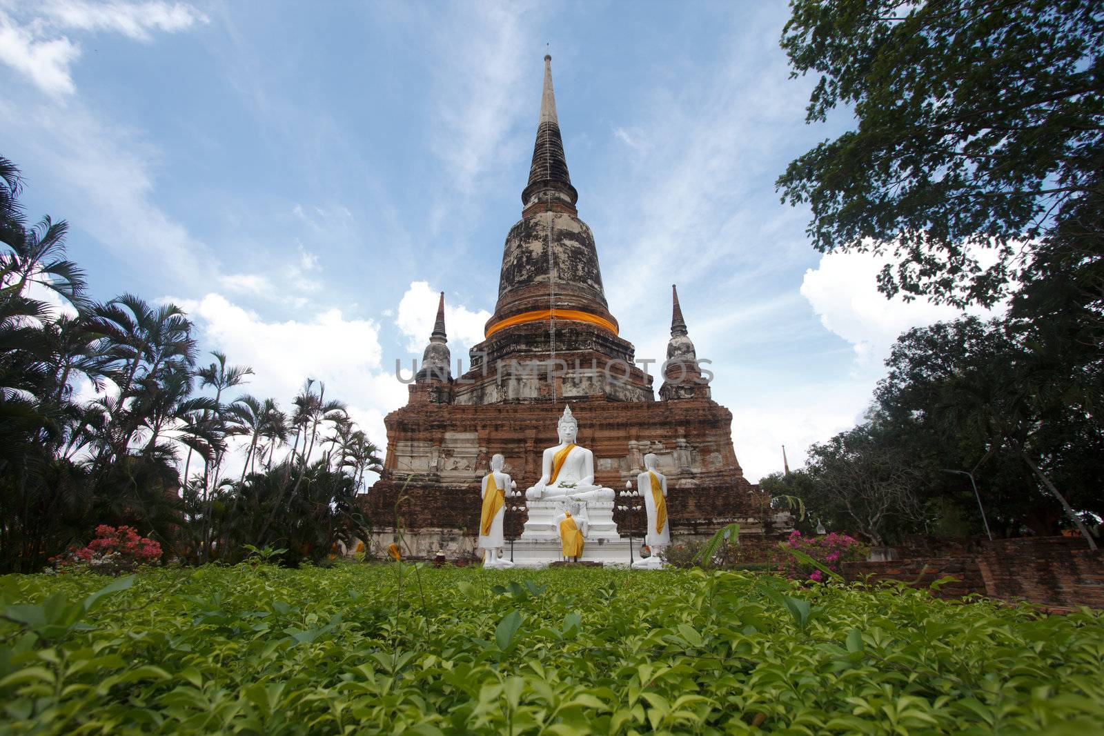 The Buddha status of wat yaichaimongkon at ayuttaya province, Thailand.