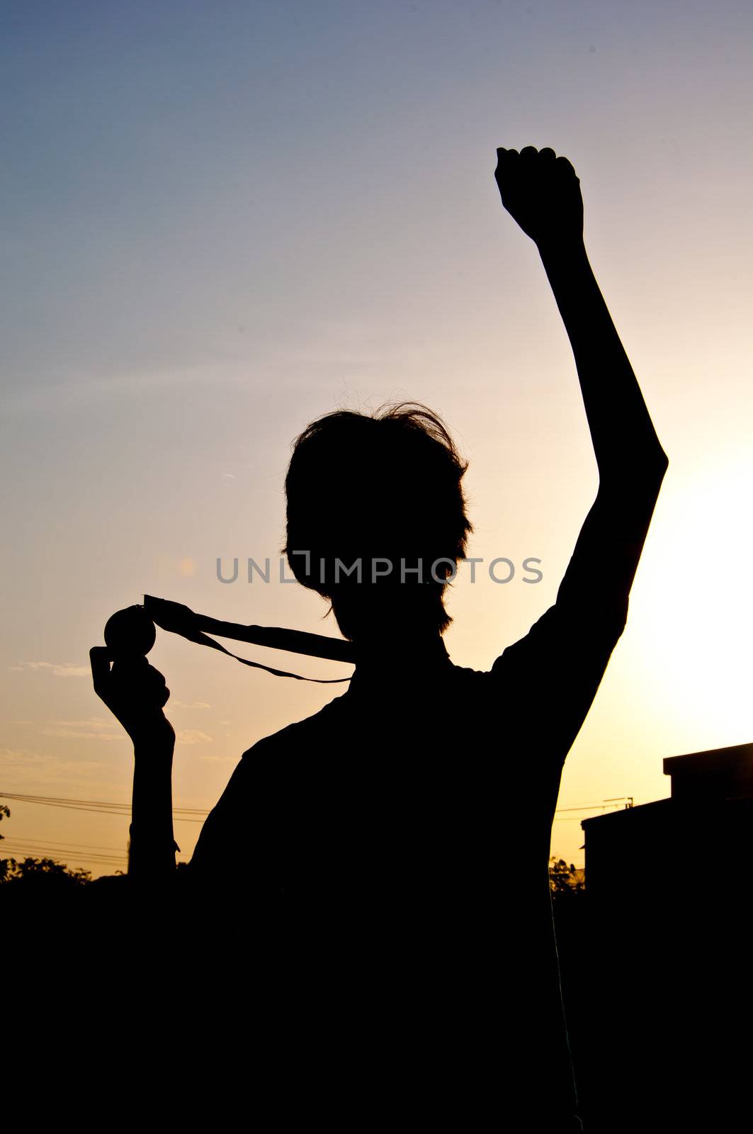 victory with medal prize by buffaloboy