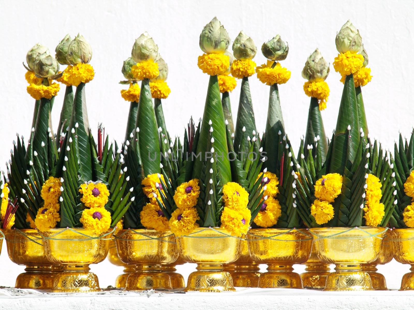 Buddhist offerings in Chiang Mai Thailand