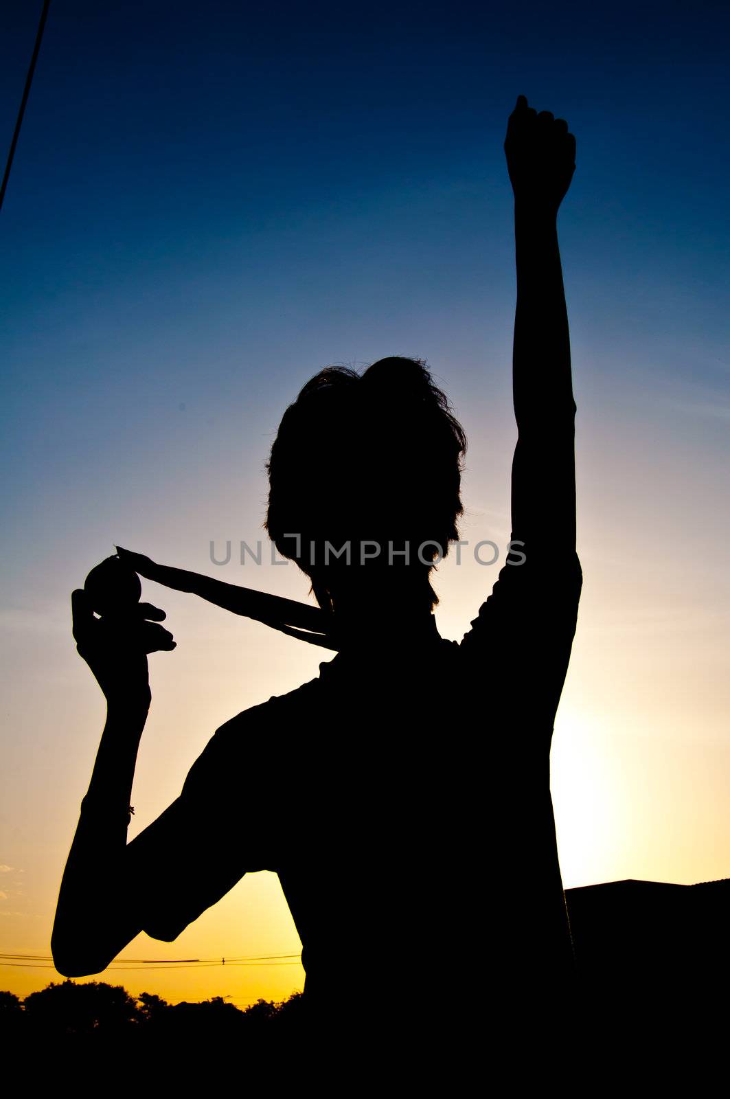 silhouette of man with medal prize