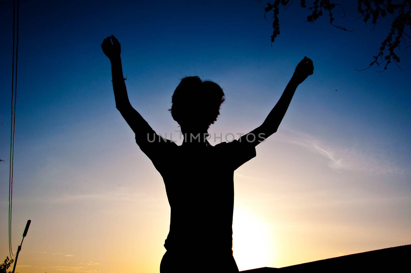 silhouette of man with medal prize