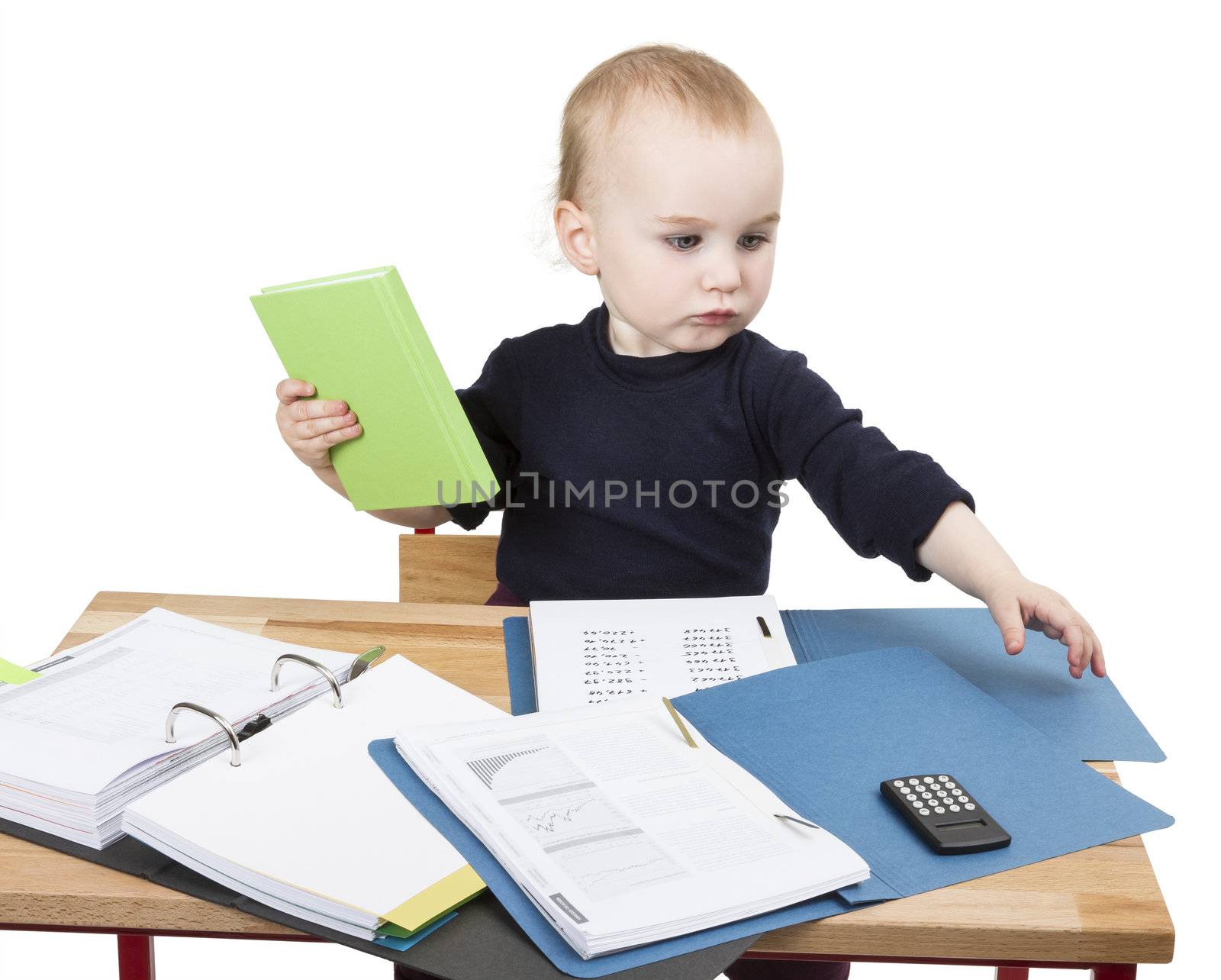 young child at writing desk by gewoldi