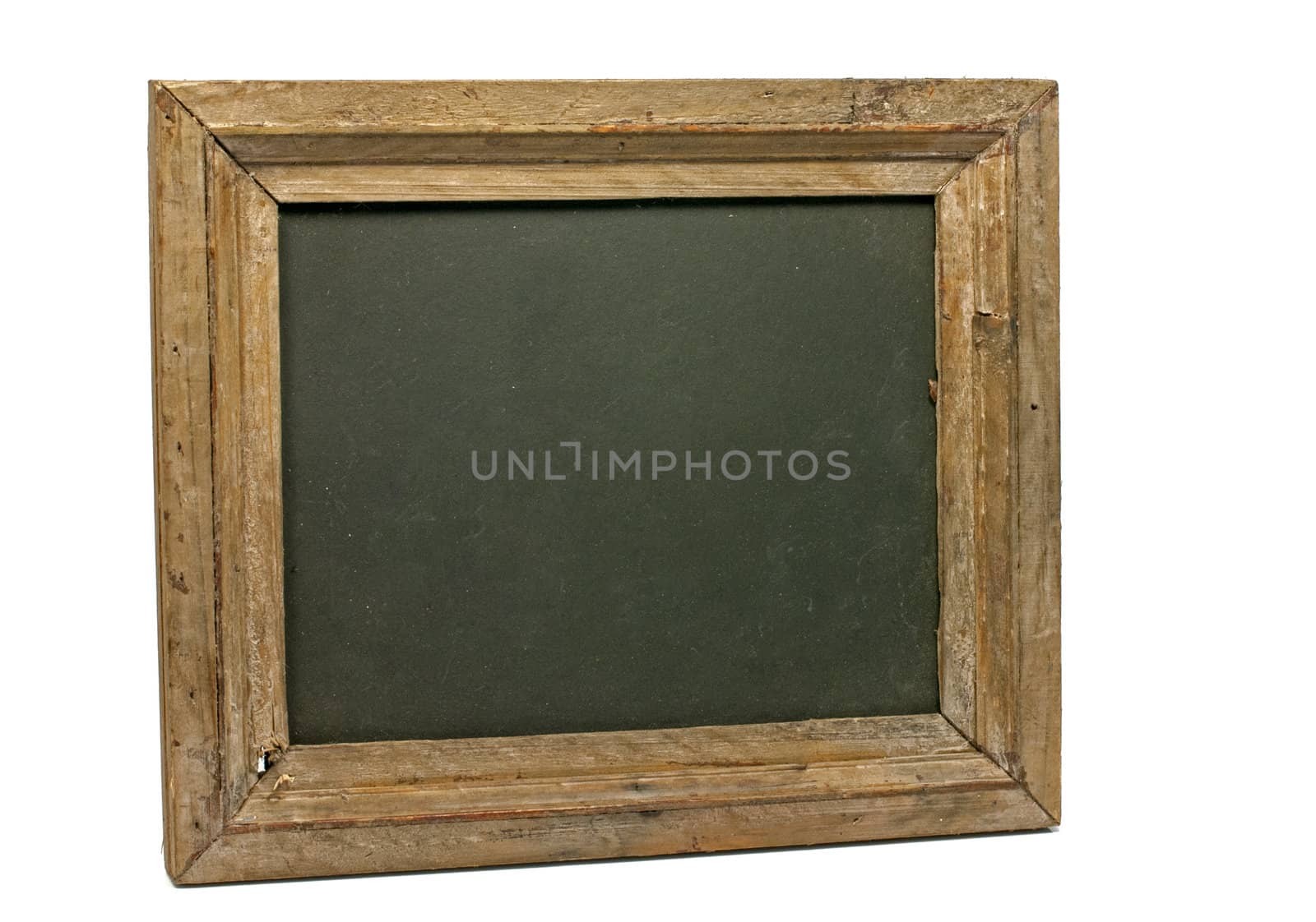 old wooden blackboard isolated on white