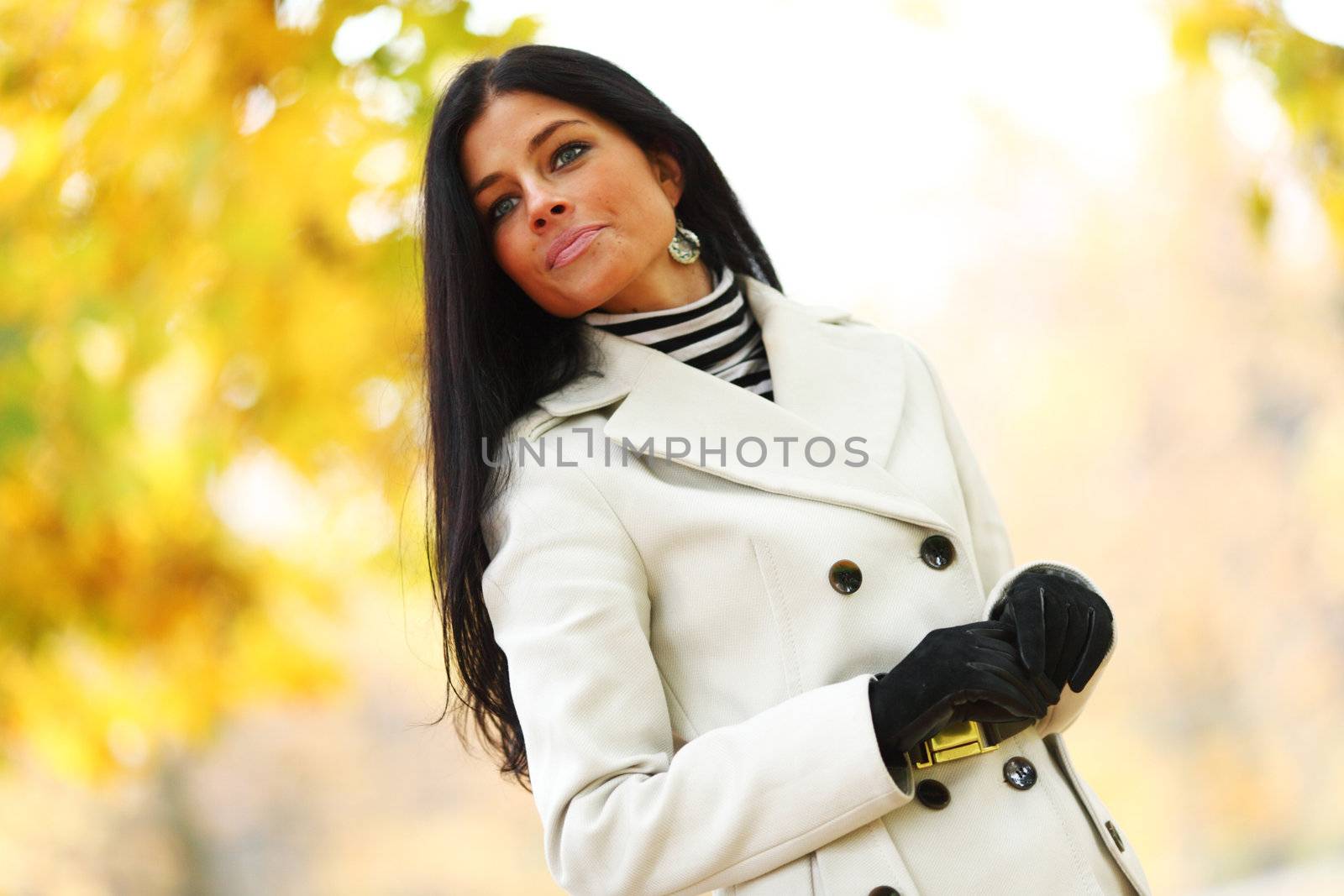  woman in yellow autumn park