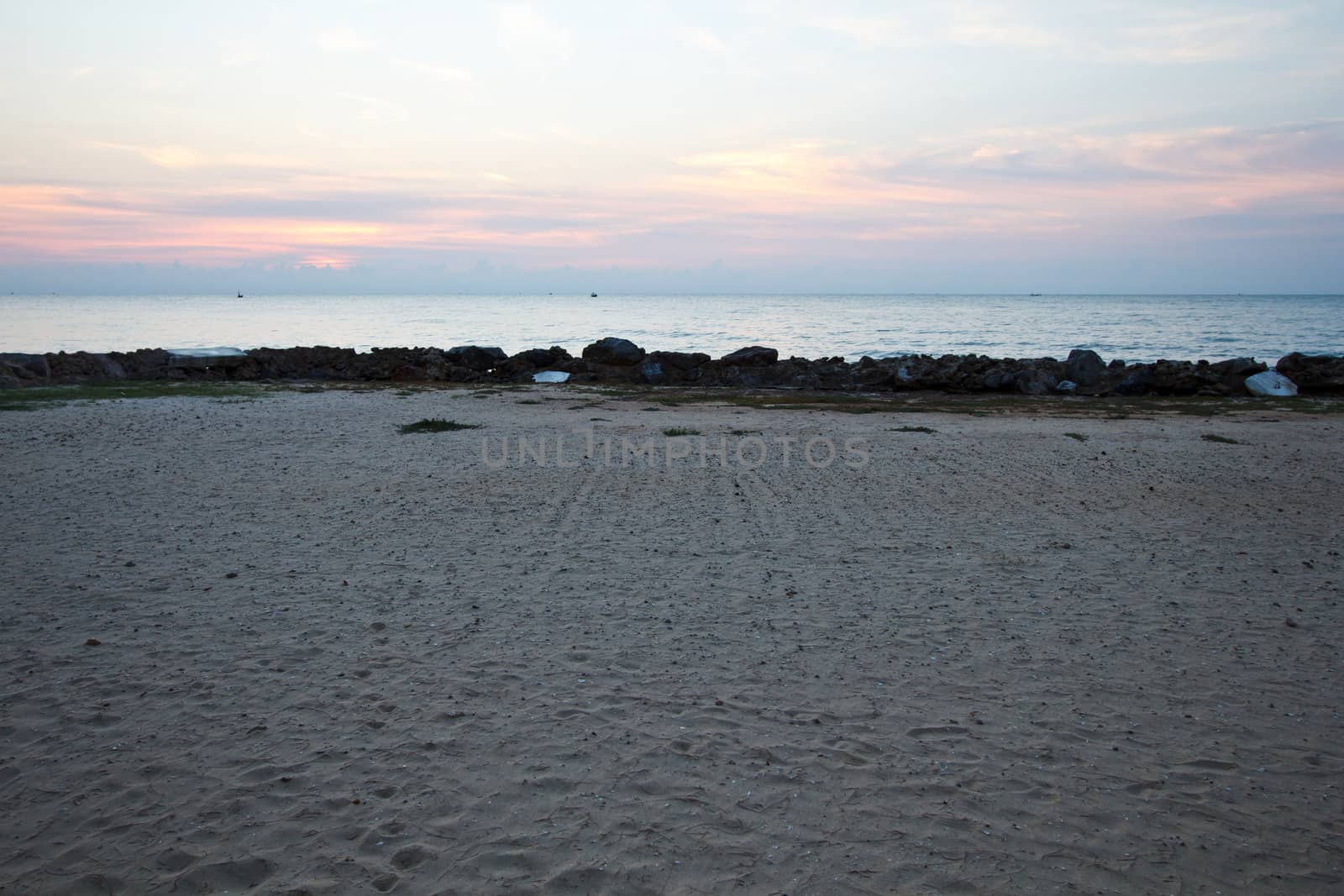 The vast sandy beach in Thailand