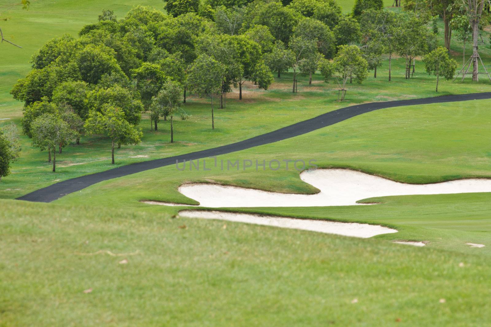 Beautiful sand trap on the golf course