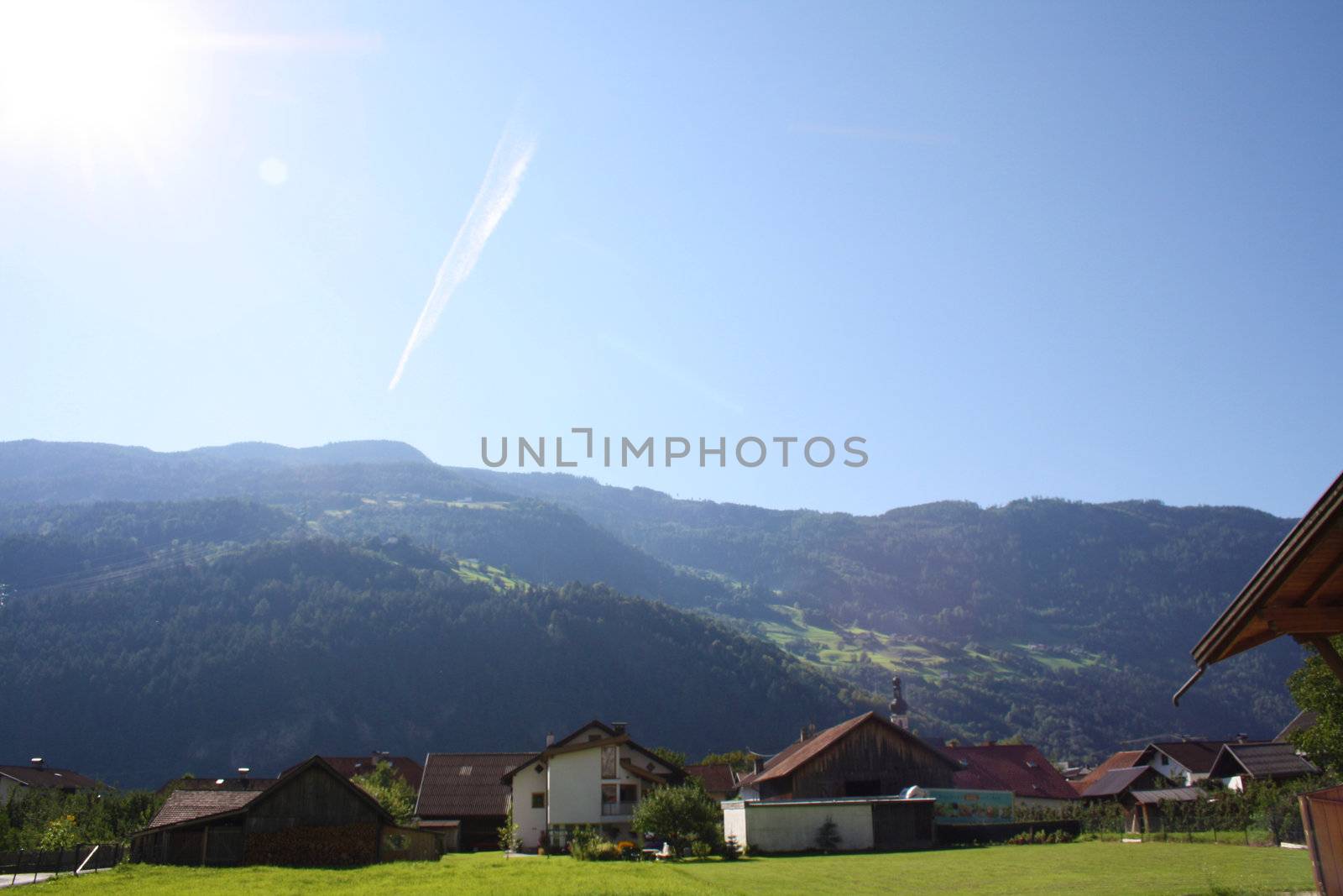 view to the Alps mountains in Austria