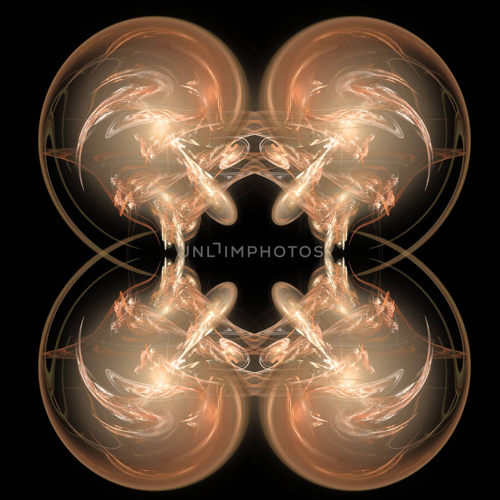 Symmetrical abstract fractal background isolated on black