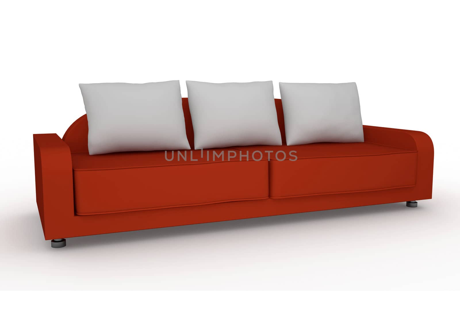 The red sofa on a white background