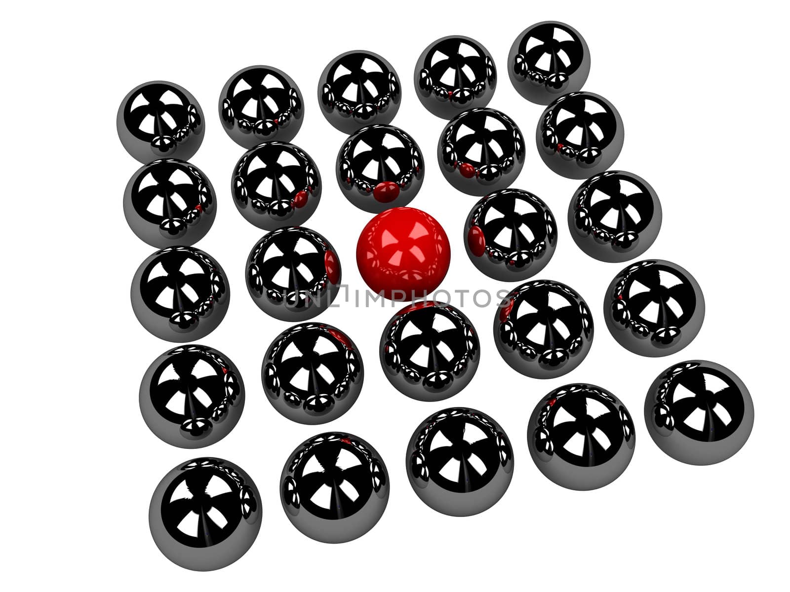 Metal shiny balls on a white background