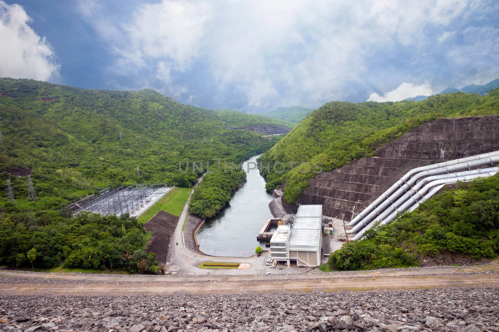 Electricity Generator front of Sri Nakharin Dam, Kanchanaburi, Thailand