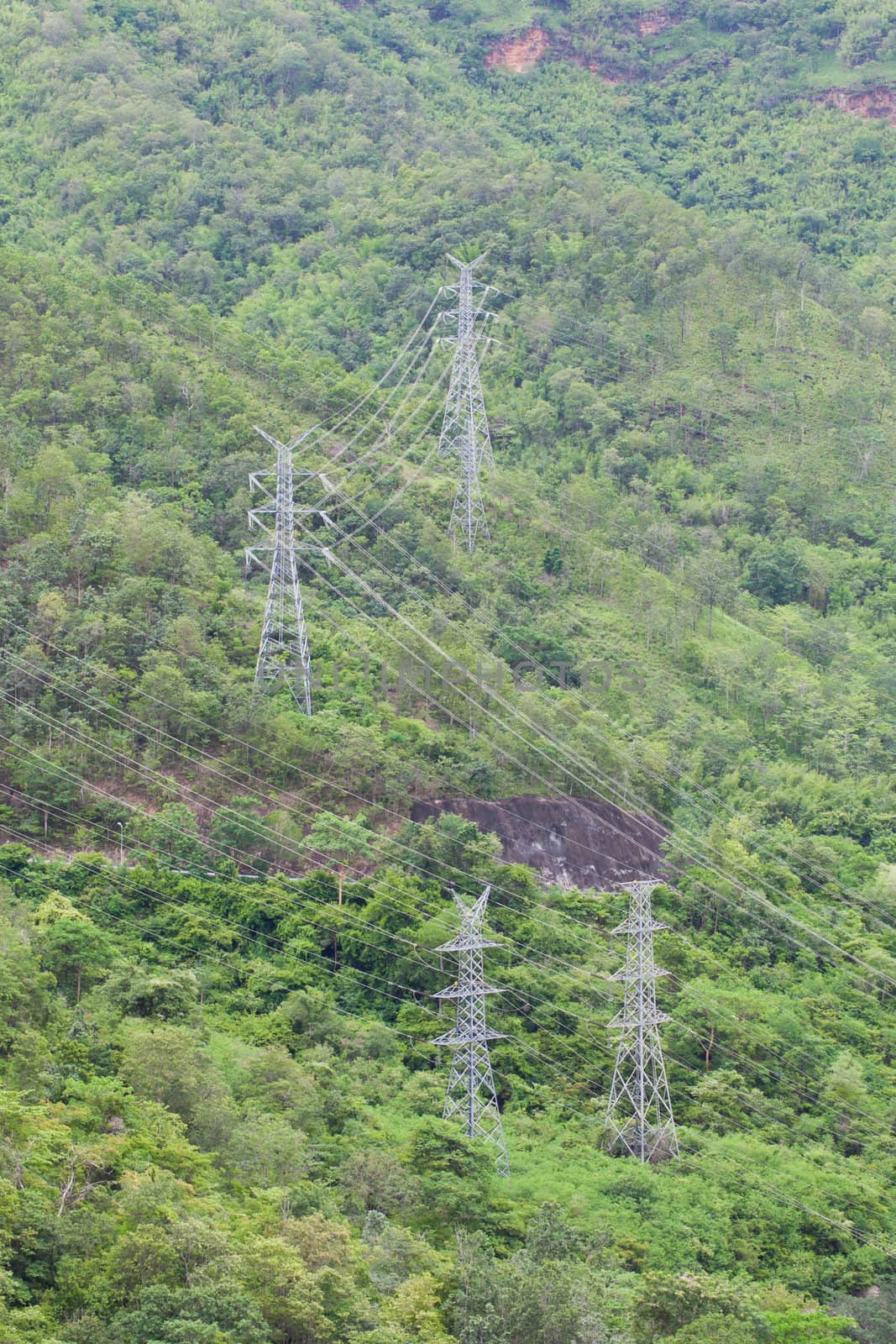 Power line in mountains