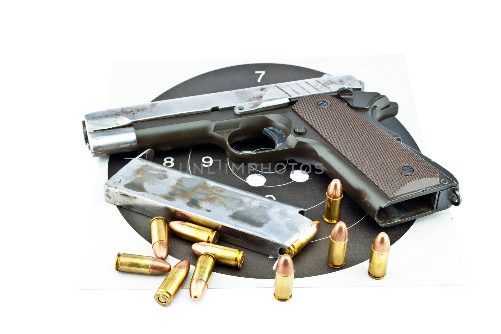 9-mm handgun and target shooting by Yuri2012