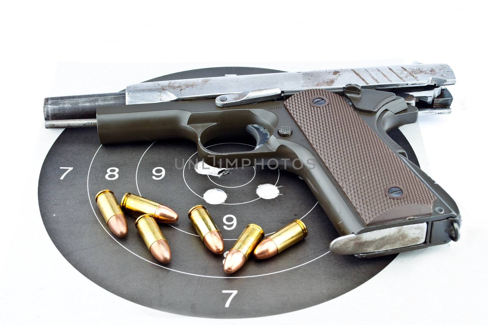 9-mm handgun and target shooting