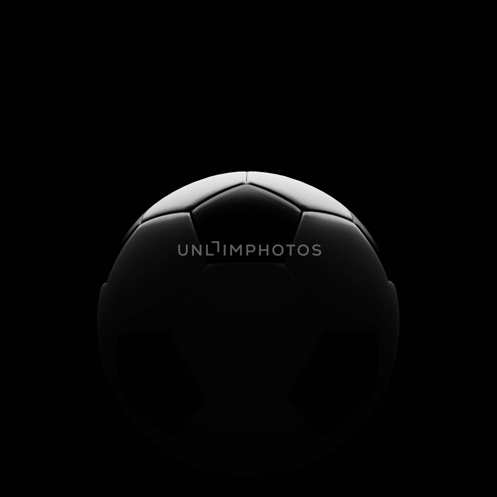 Soccer ball on black with beautiful back lighting