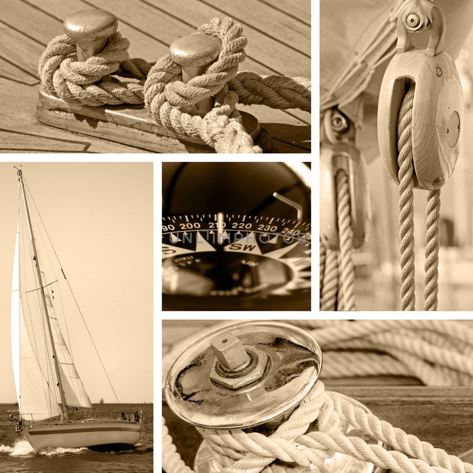 Yacht and sailboat equipment - sepia toned
