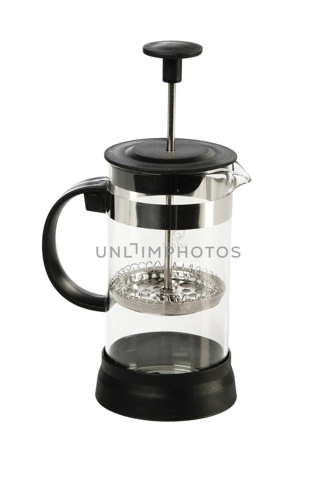 tea black french press isolated on white background 