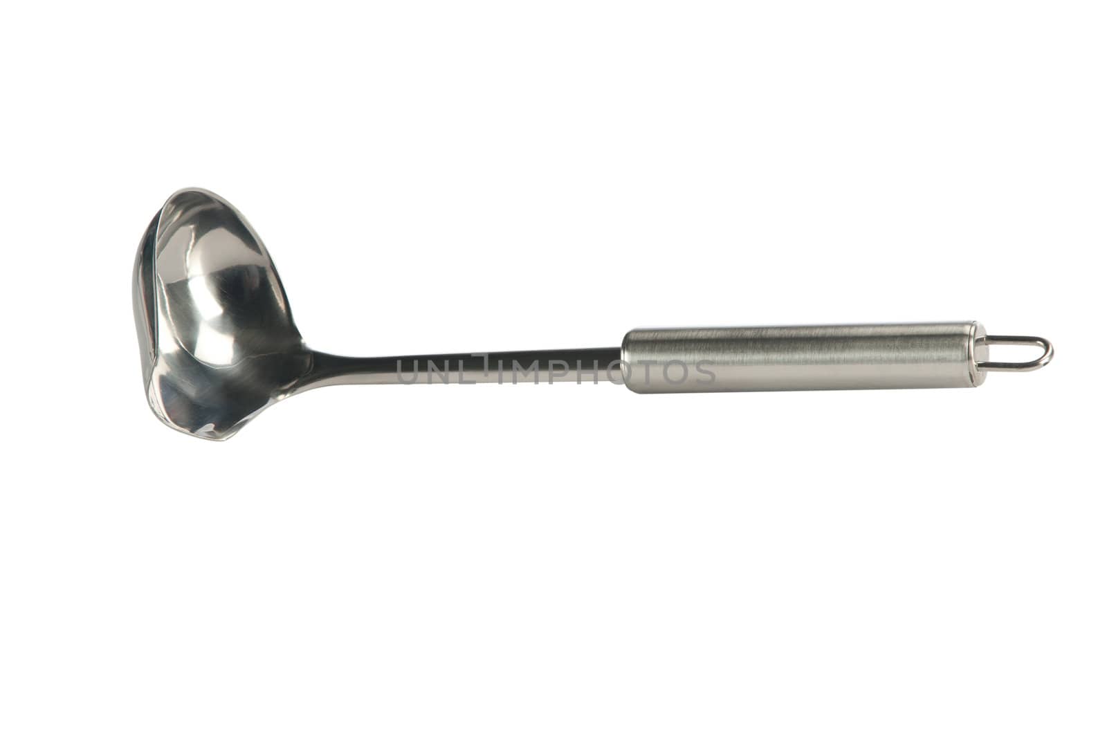 The big soup ladle from stainless steel isolated on a white background