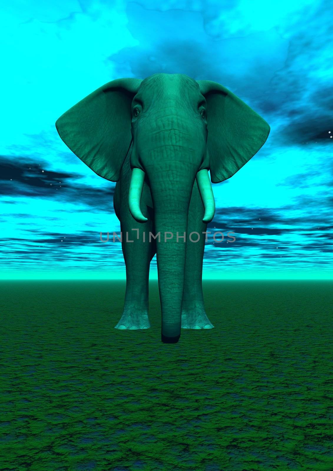 elephant and sky green
