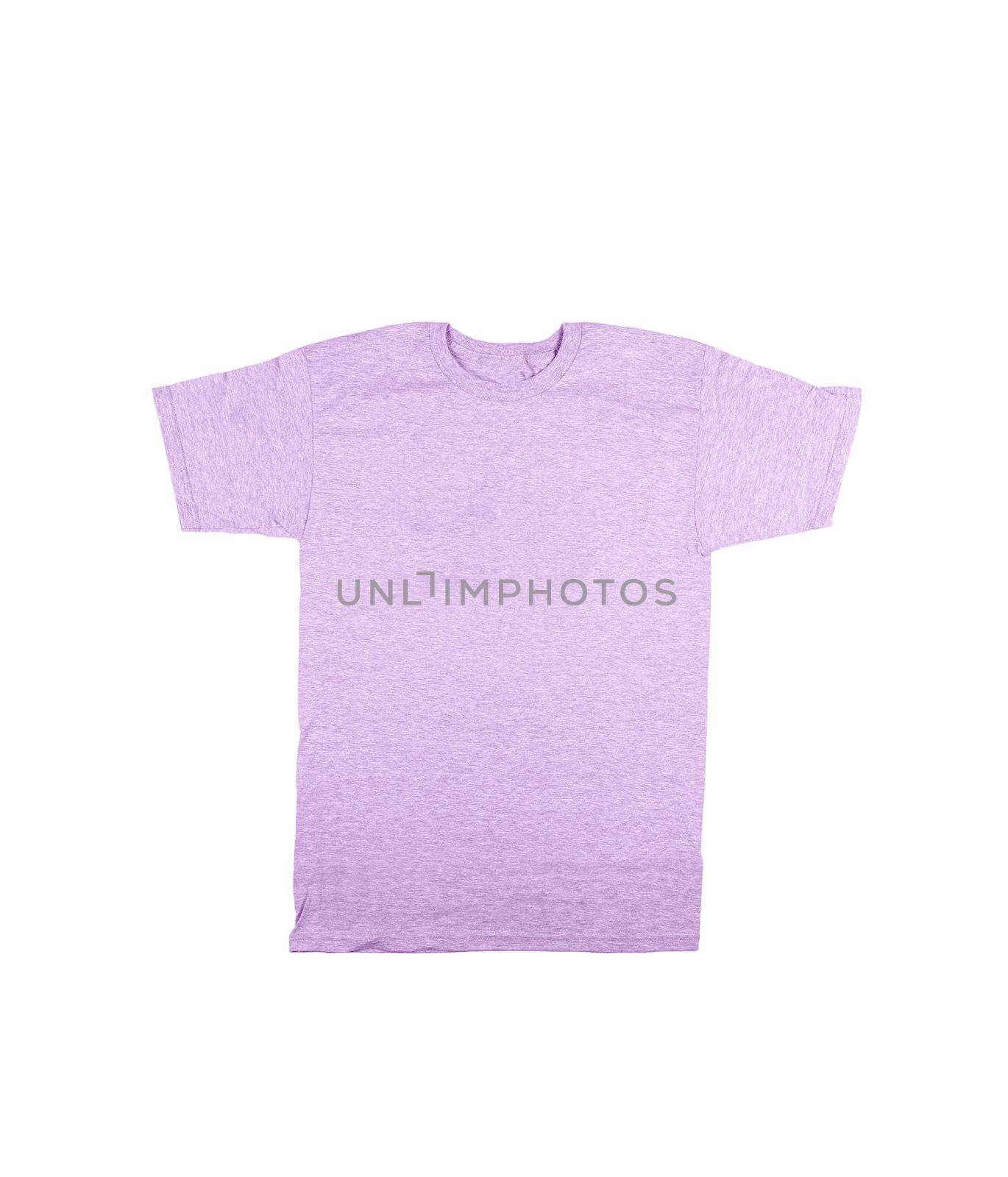 close up of a blank t-shirt on white background