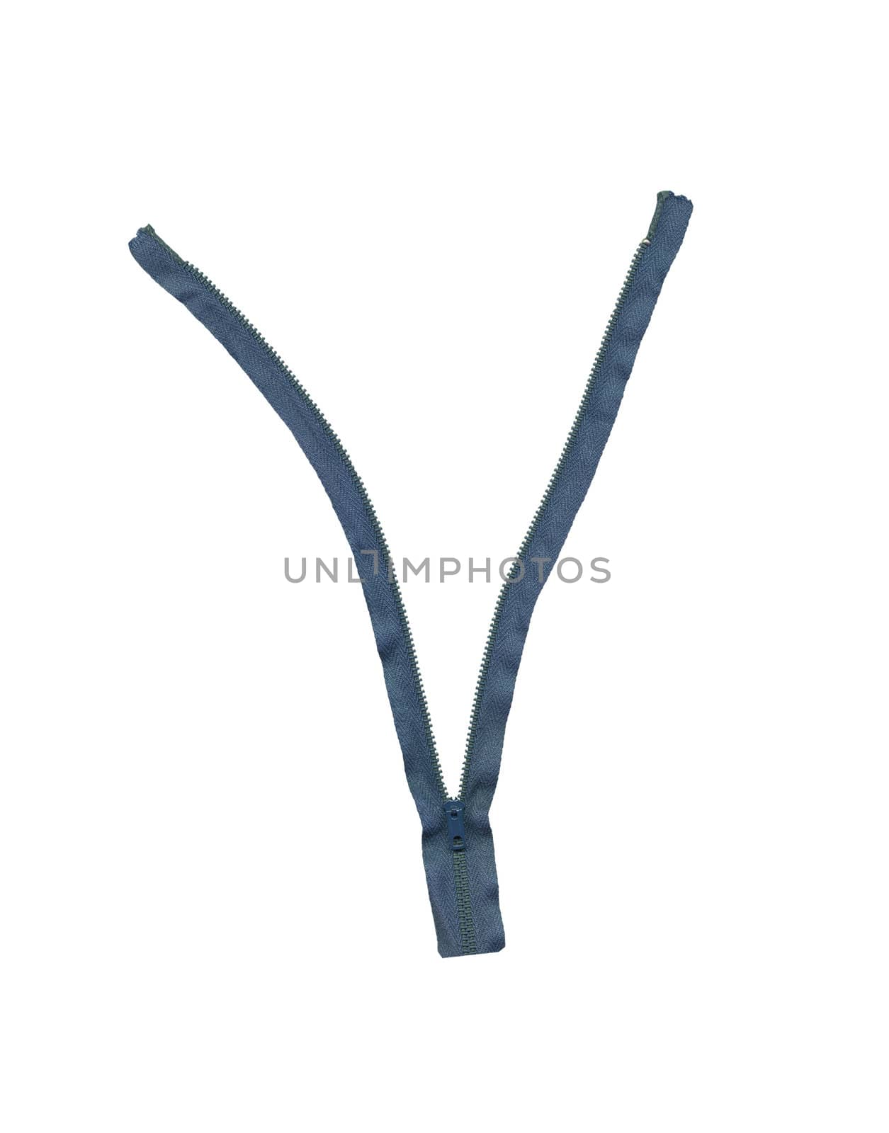 Blue Zipper isolated on white