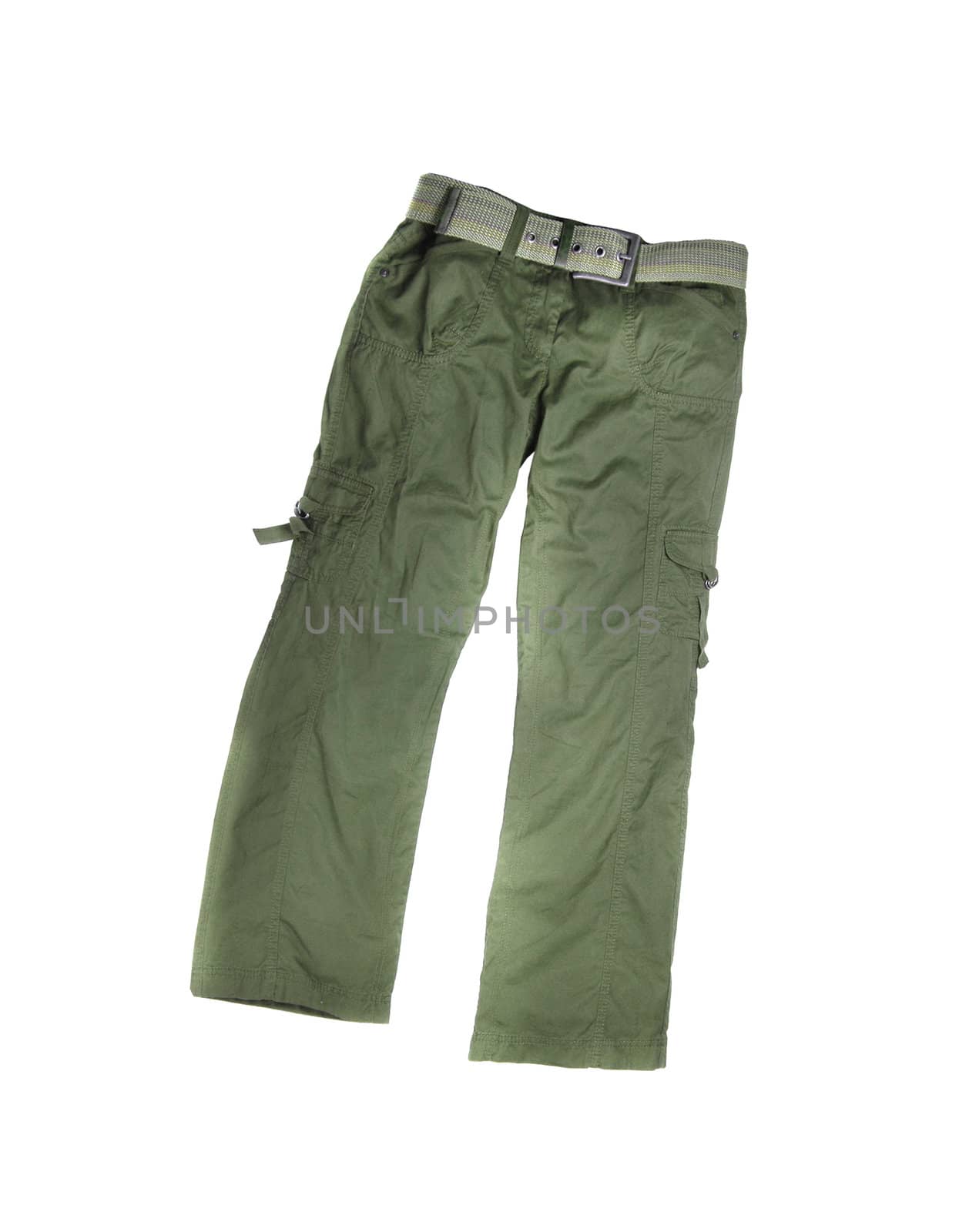 Green sport trousers isolated on white
